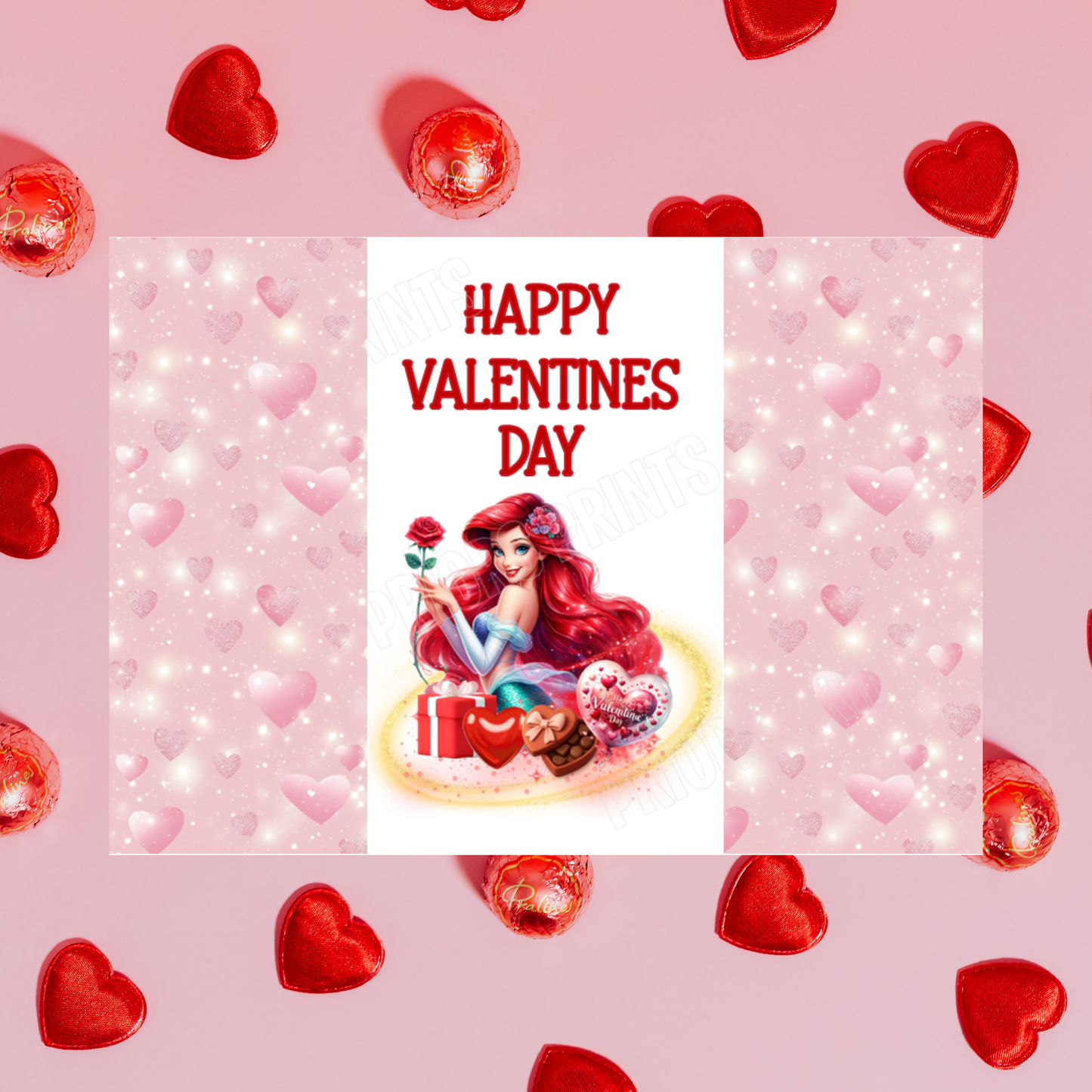 Princess Valentines Day Chocolate Bar Wrappers Anna  Belle  Cinderella  Merida Elsa  Jasmine  Ariel Mulan  Rapunzel  Snow White