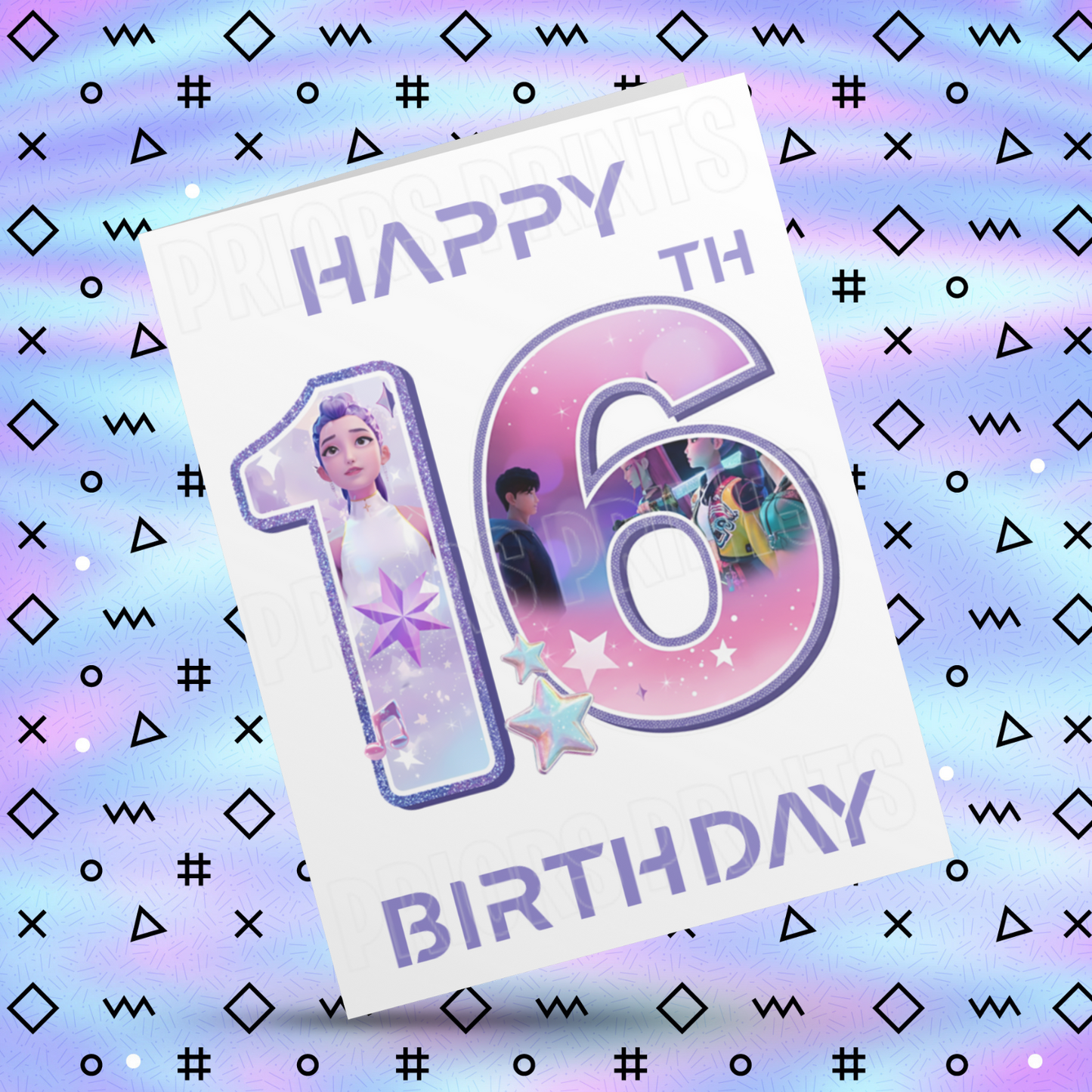 Personalised K Pop Demon Hunters Birthday Card with Age 4-19 Years