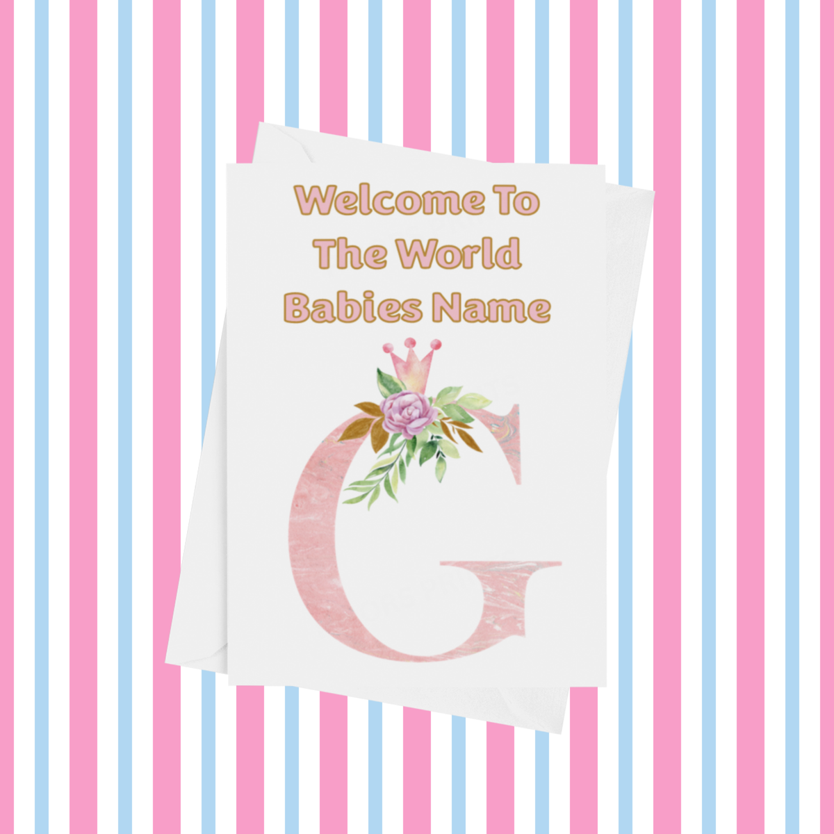 Welcome To The World Pink Crown Personalised Card for New Baby