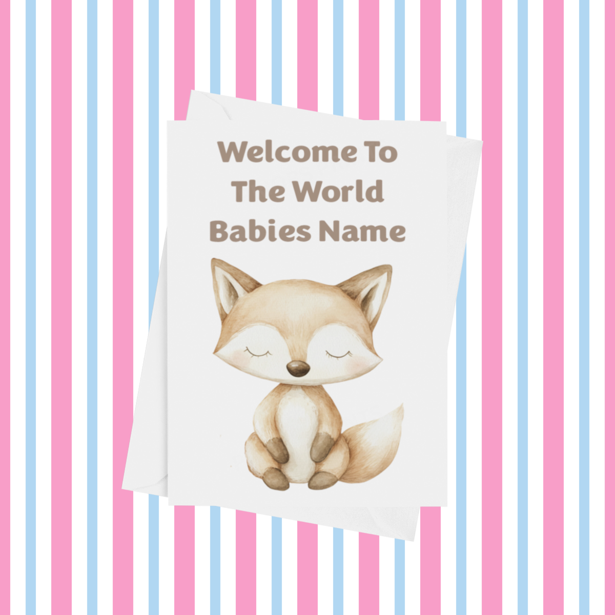 Cute Animals Welcome To The World Personalised Card for New Baby