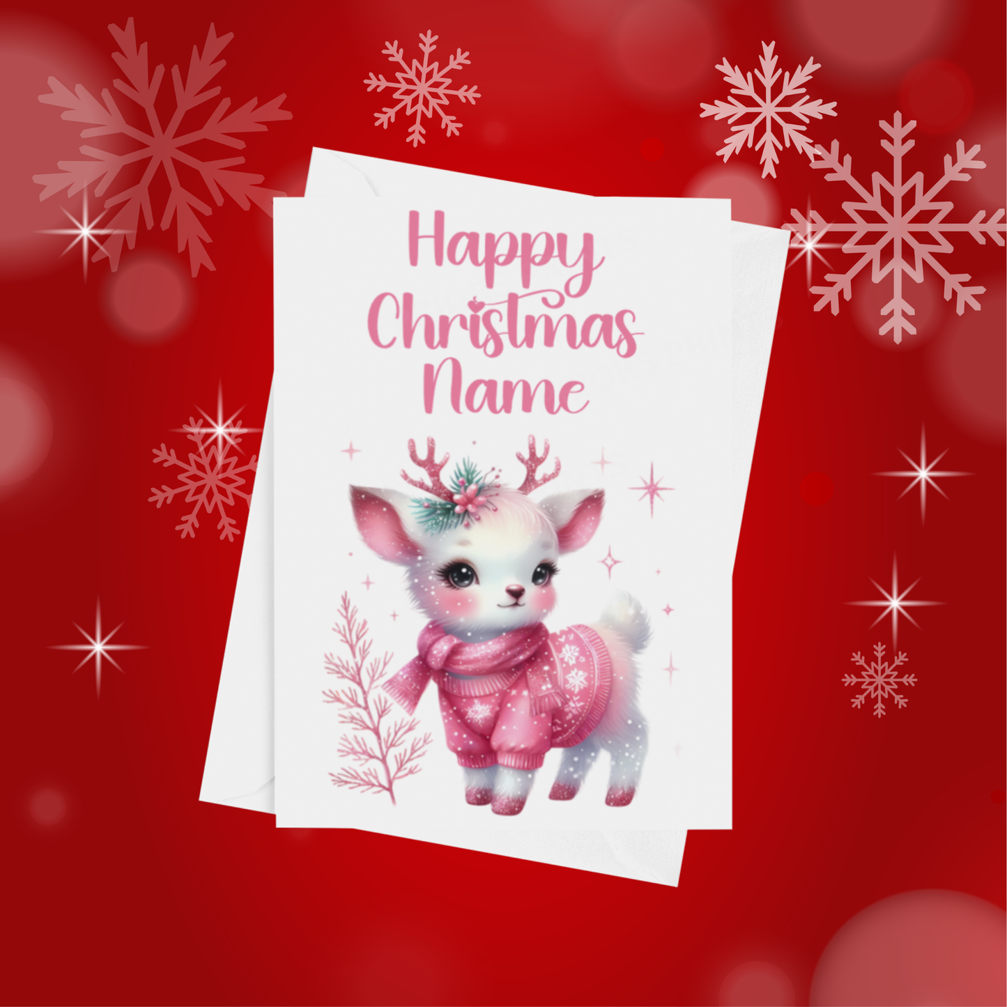 Cute Pink Personalised Christmas Card