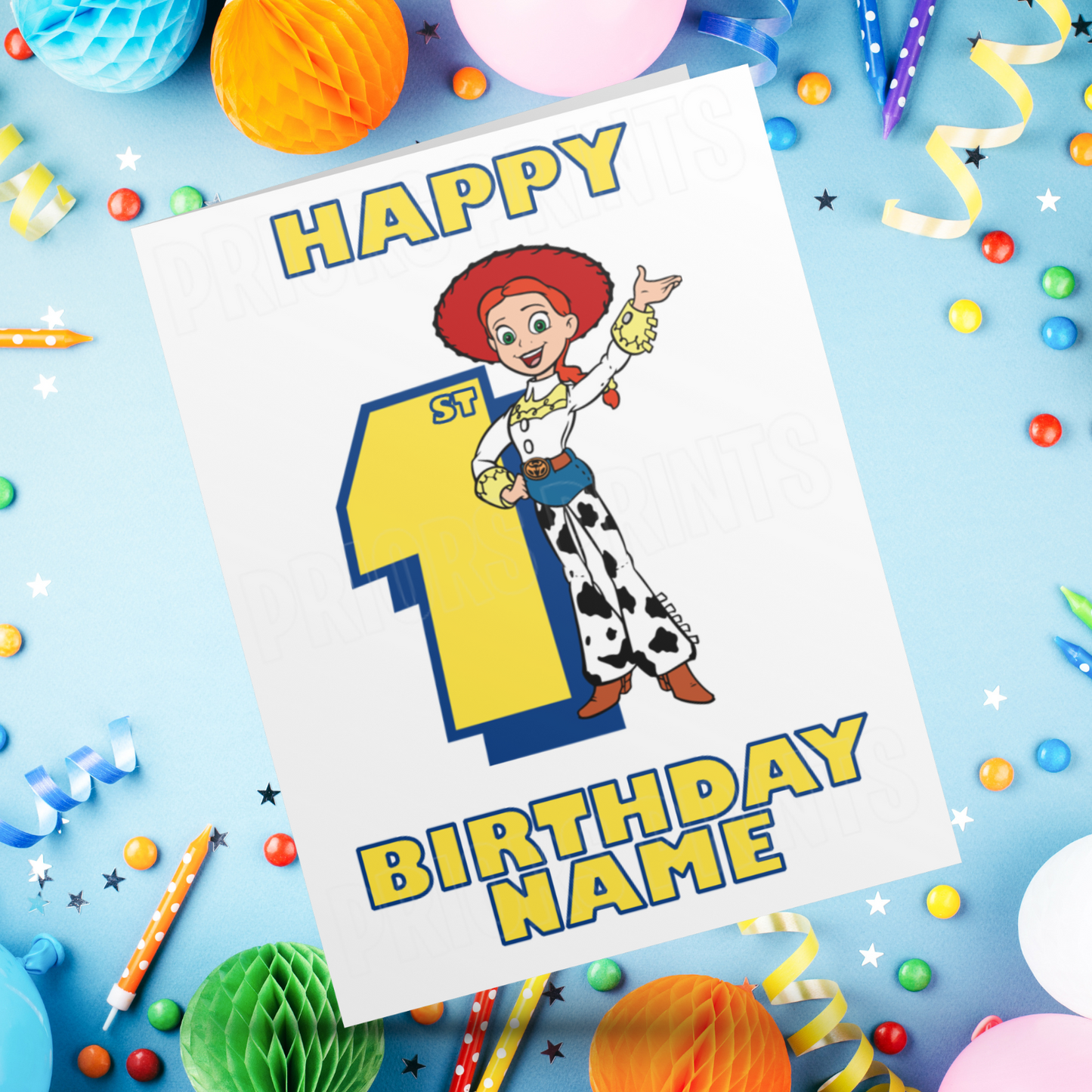 Personalised Jessie Birthday Card with Age 1-9 Years (Toy Story)