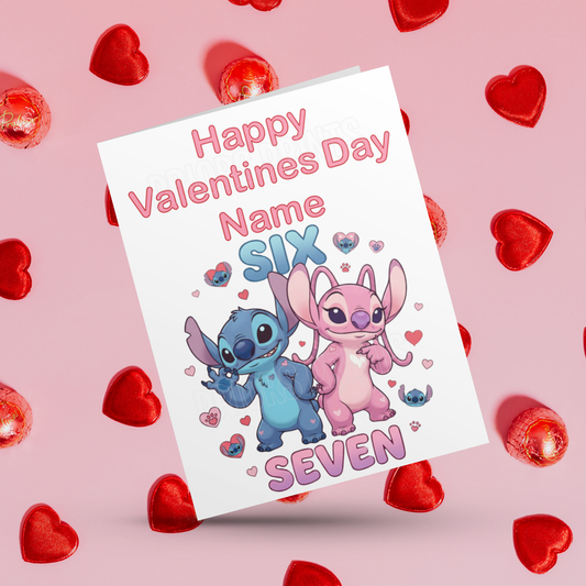 Personalised Six Seven 67 Valentines Card I Stitch I Angel I Mickey I Minnie I Spiderman I Elsa I Aladdin I Daisy I Beauty & The Beast