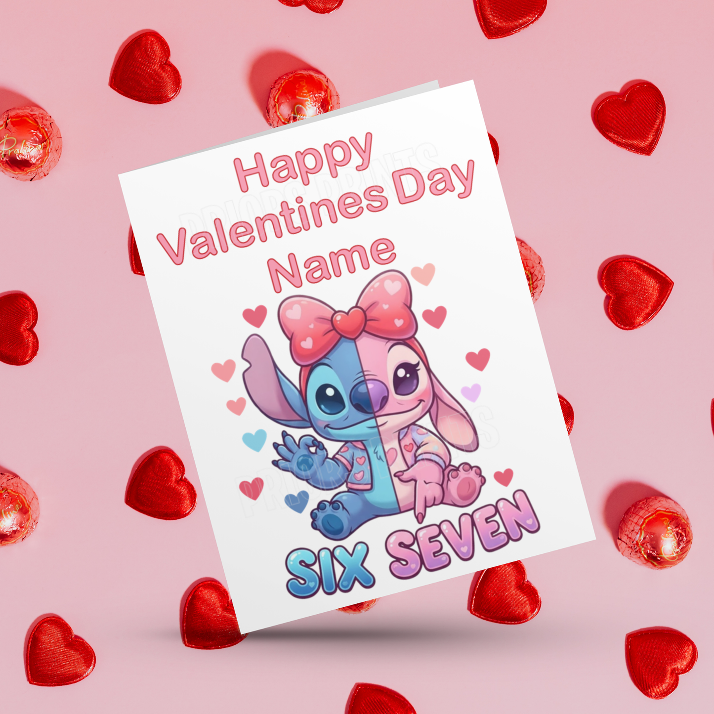 Personalised Six Seven 67 Valentines Card I Stitch I Angel I Mickey I Minnie I Spiderman I Elsa I Aladdin I Daisy I Beauty & The Beast