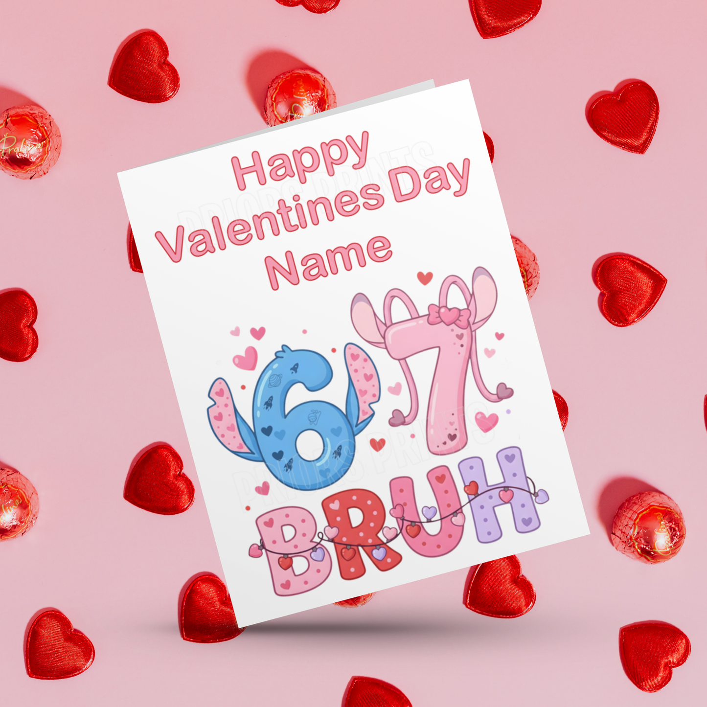 Personalised Six Seven 67 Valentines Card I Stitch I Angel I Mickey I Minnie I Spiderman I Elsa I Aladdin I Daisy I Beauty & The Beast