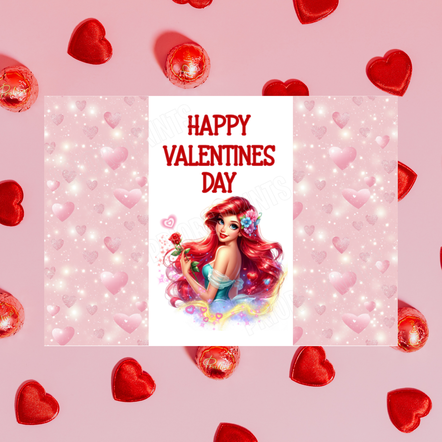 Princess Valentines Day Chocolate Bar Wrappers Anna  Belle  Cinderella  Merida Elsa  Jasmine  Ariel Mulan  Rapunzel  Snow White