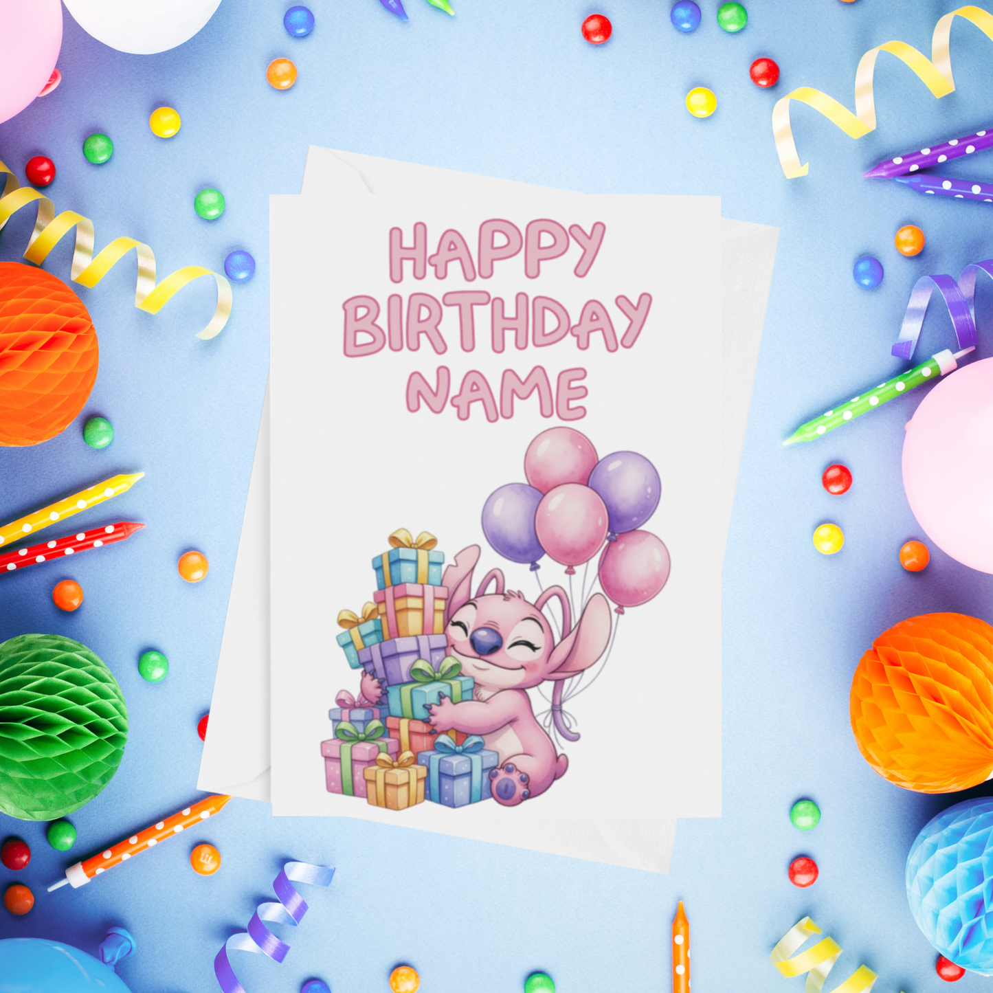 Angel, Lilo & Stitch Personalised Birthday Card