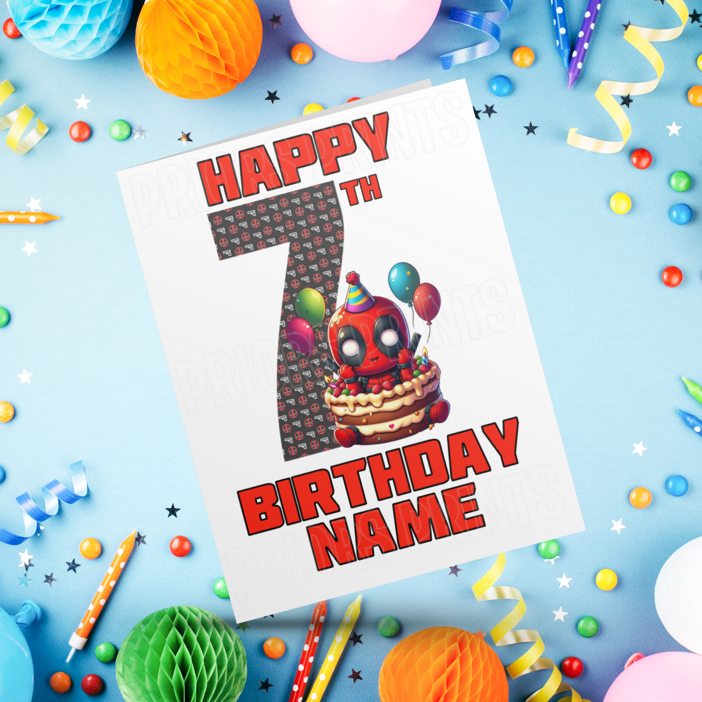 Personalised Deadpool Birthday Card with Age 5-20 Years (Marvel)