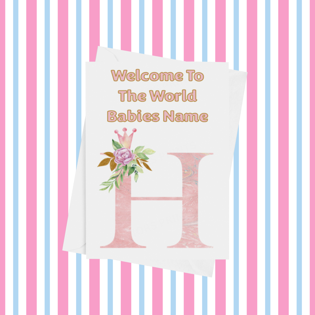 Welcome To The World Pink Crown Personalised Card for New Baby