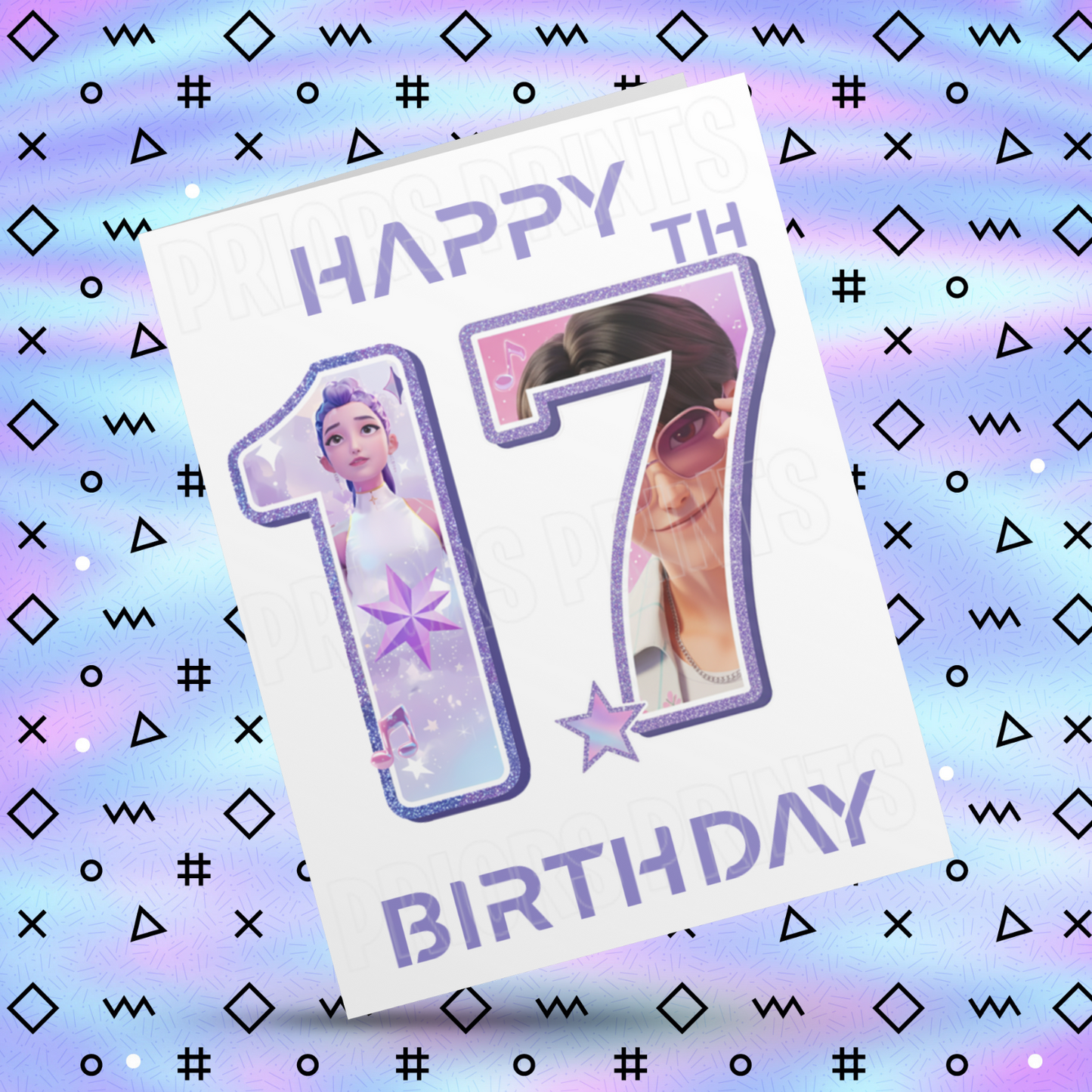 Personalised K Pop Demon Hunters Birthday Card with Age 4-19 Years