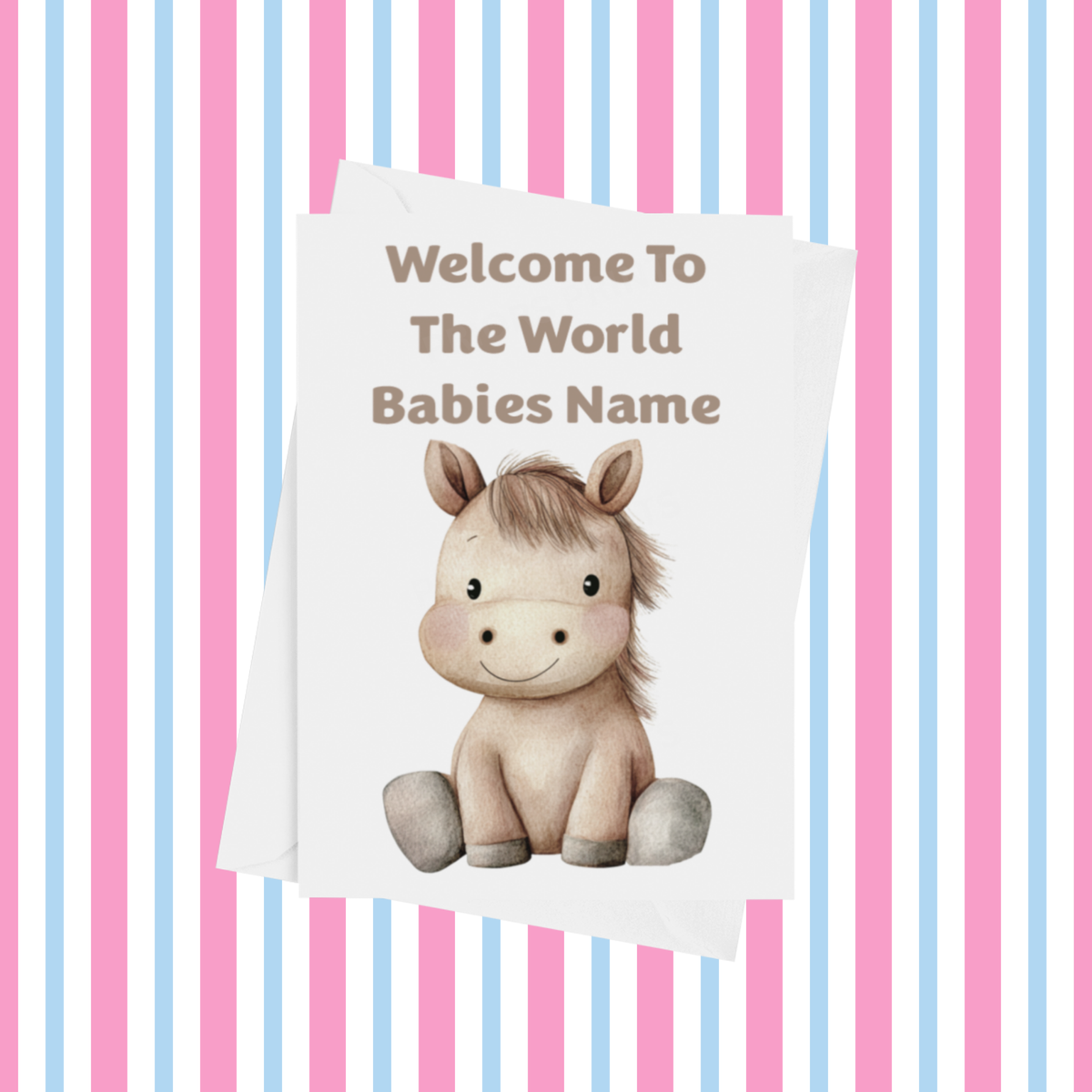 Cute Animals Welcome To The World Personalised Card for New Baby