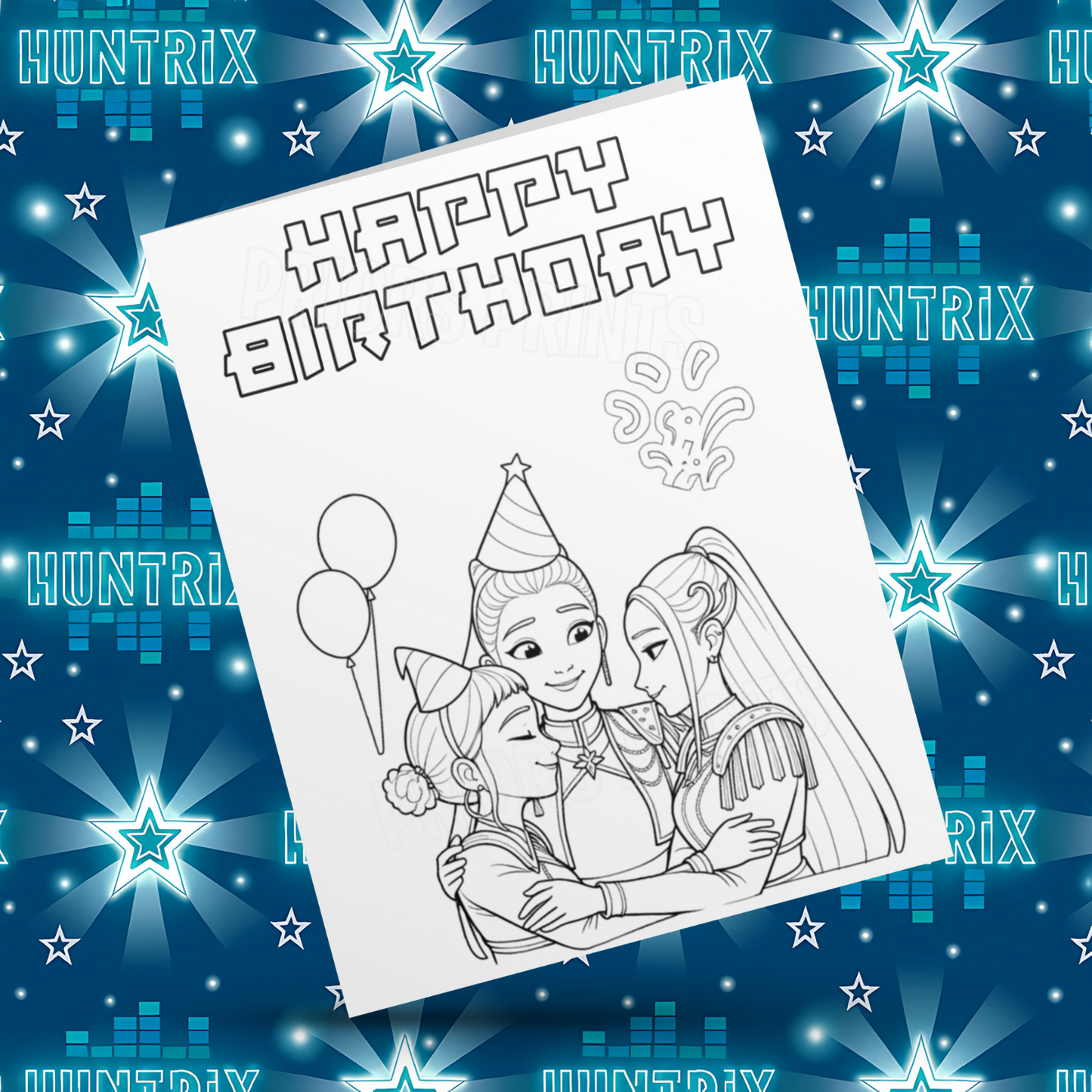 K-Pop Demon Hunters Colour Your Own Birthday Card