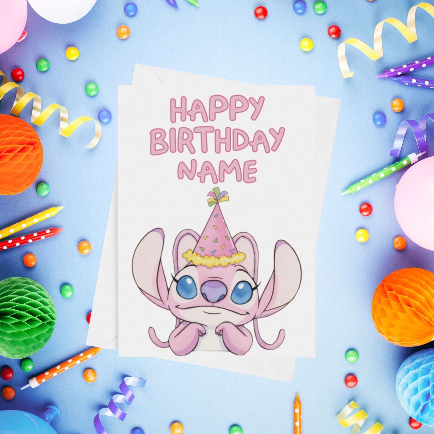 Angel, Lilo & Stitch Personalised Birthday Card