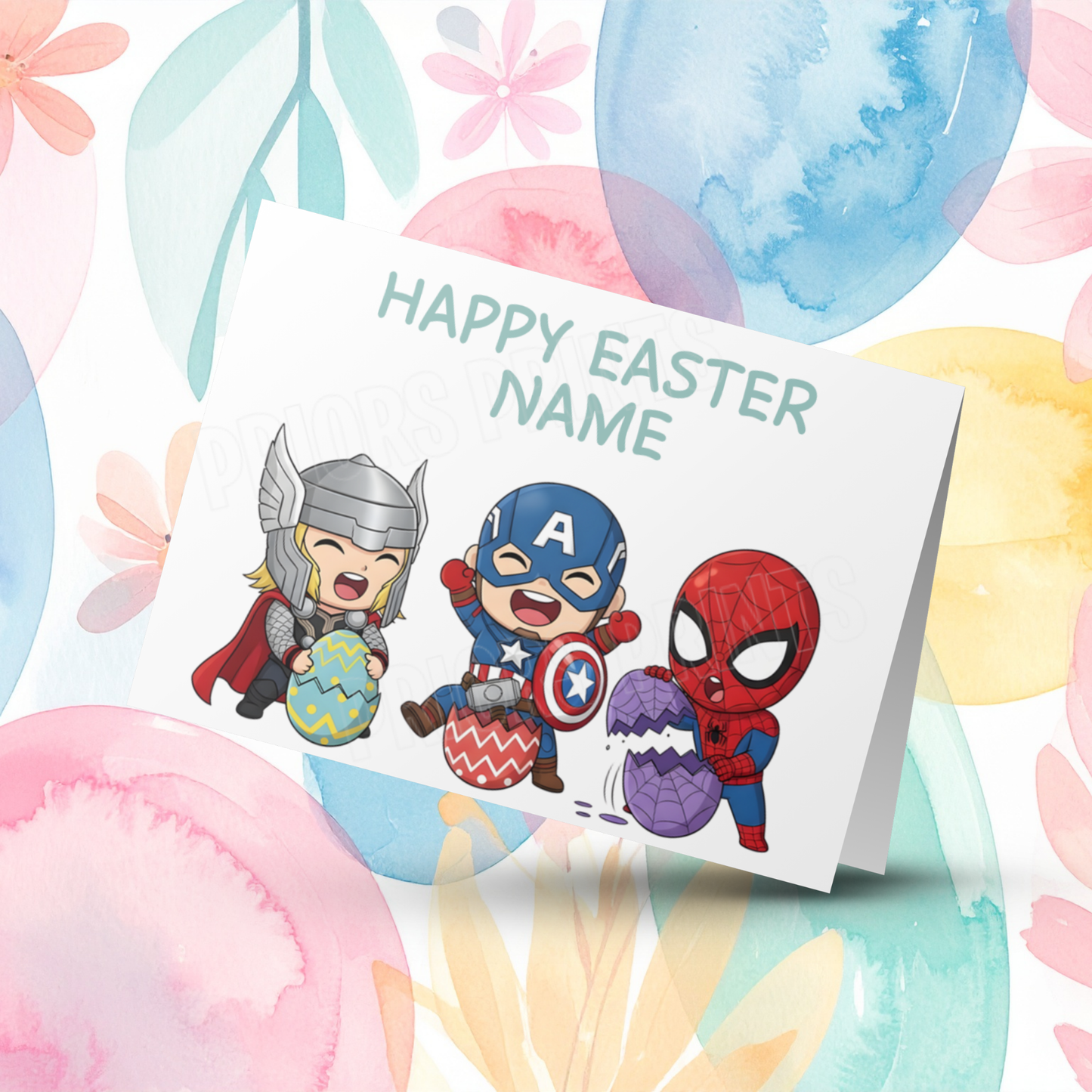 Cute Superheros Personalised Easter Card I Spiderman I Hulk I Captain America I Iron Man I Thor