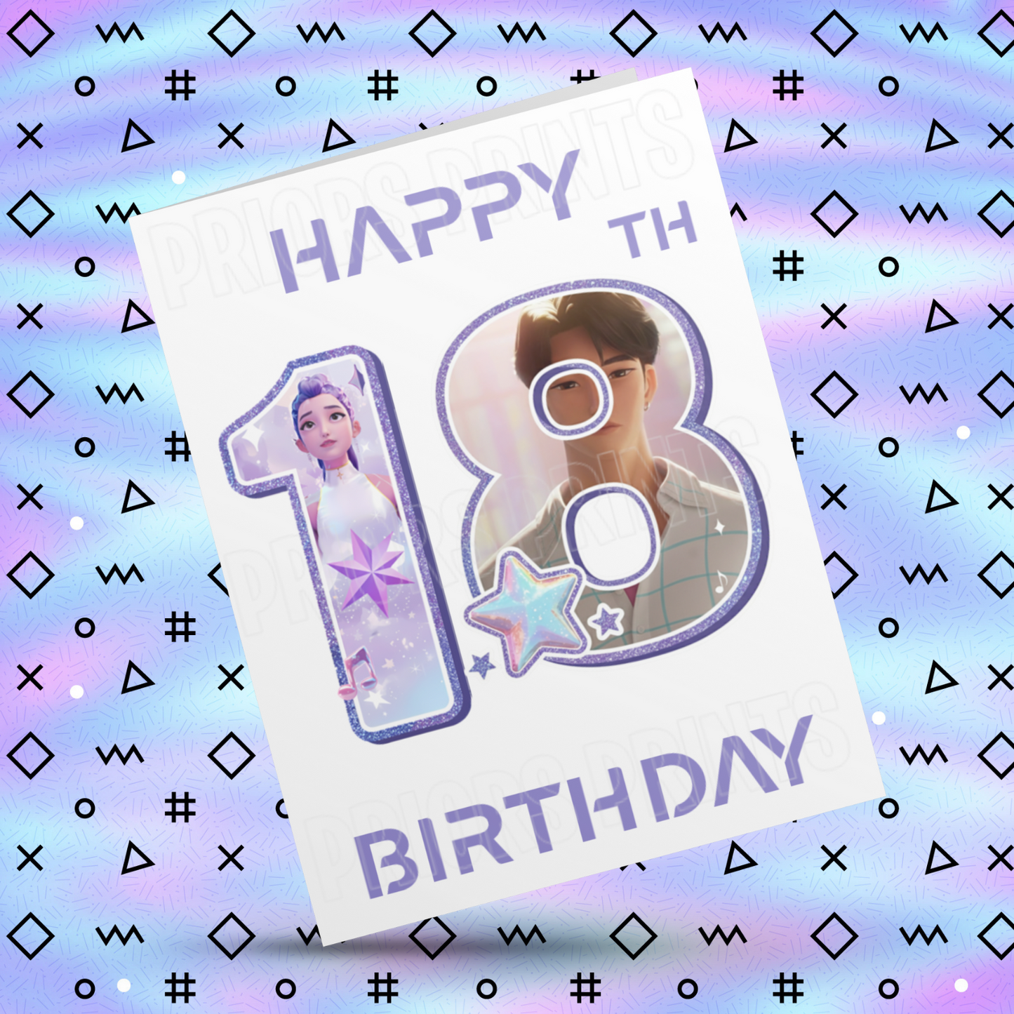 Personalised K Pop Demon Hunters Birthday Card with Age 4-19 Years