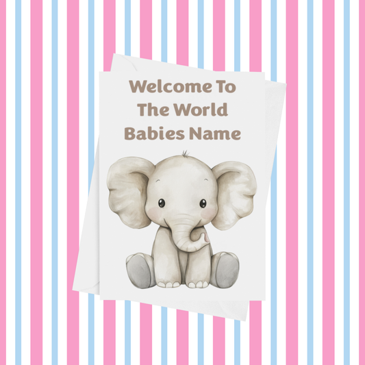 Cute Animals Welcome To The World Personalised Card for New Baby