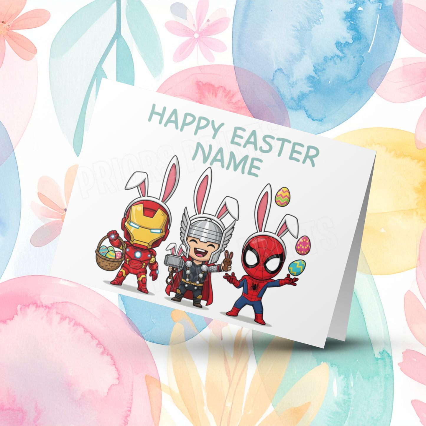 Cute Superheros Personalised Easter Card I Spiderman I Hulk I Captain America I Iron Man I Thor
