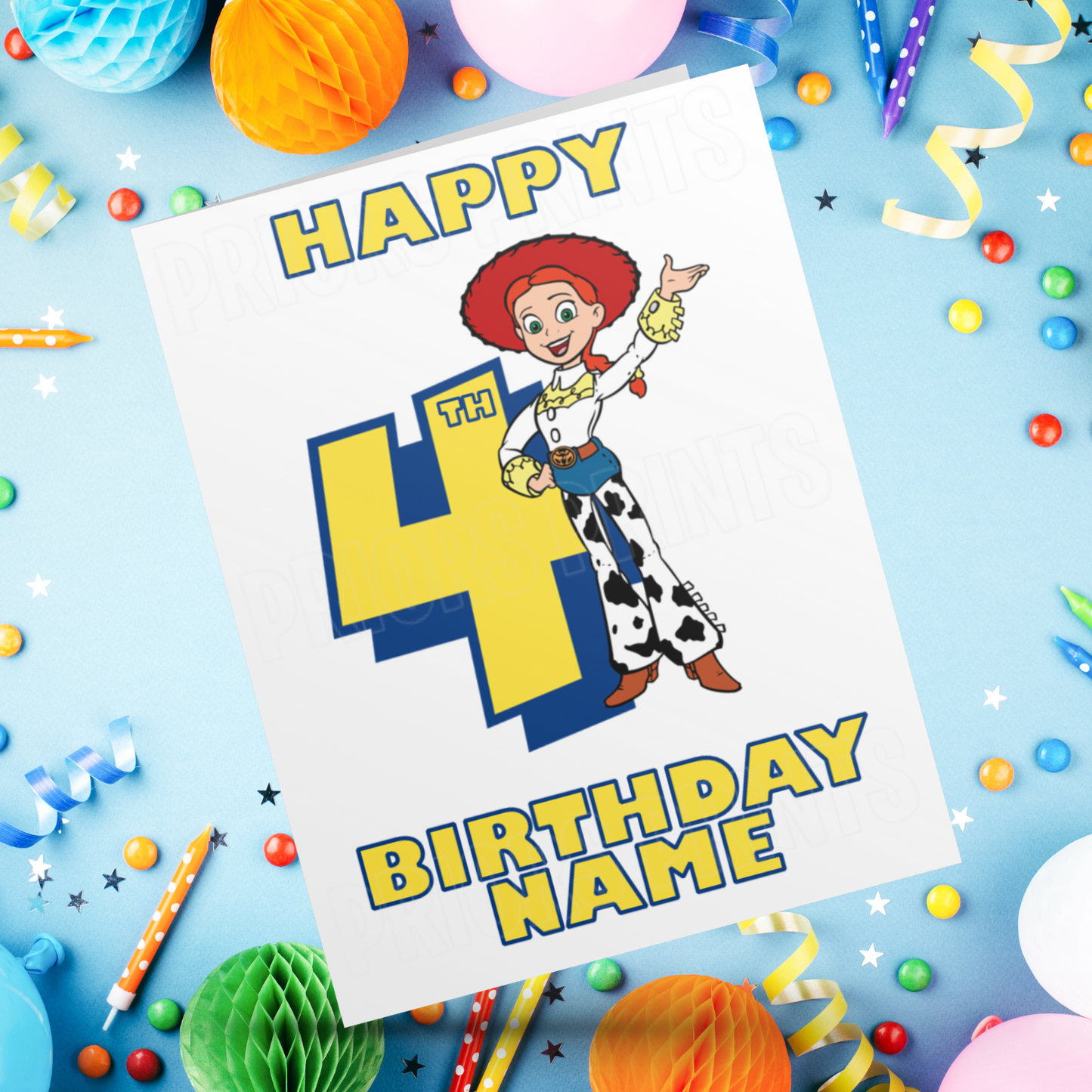 Personalised Jessie Birthday Card with Age 1-9 Years (Toy Story)