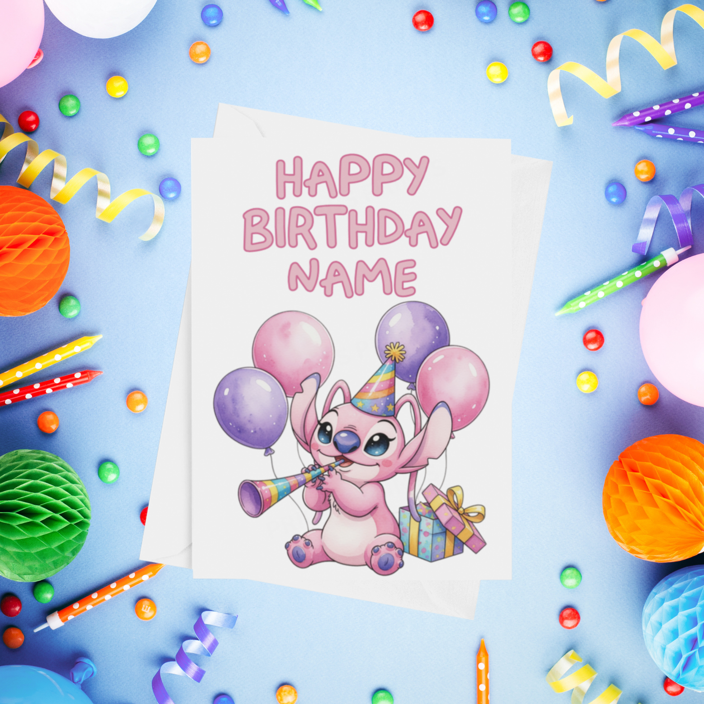 Angel, Lilo & Stitch Personalised Birthday Card