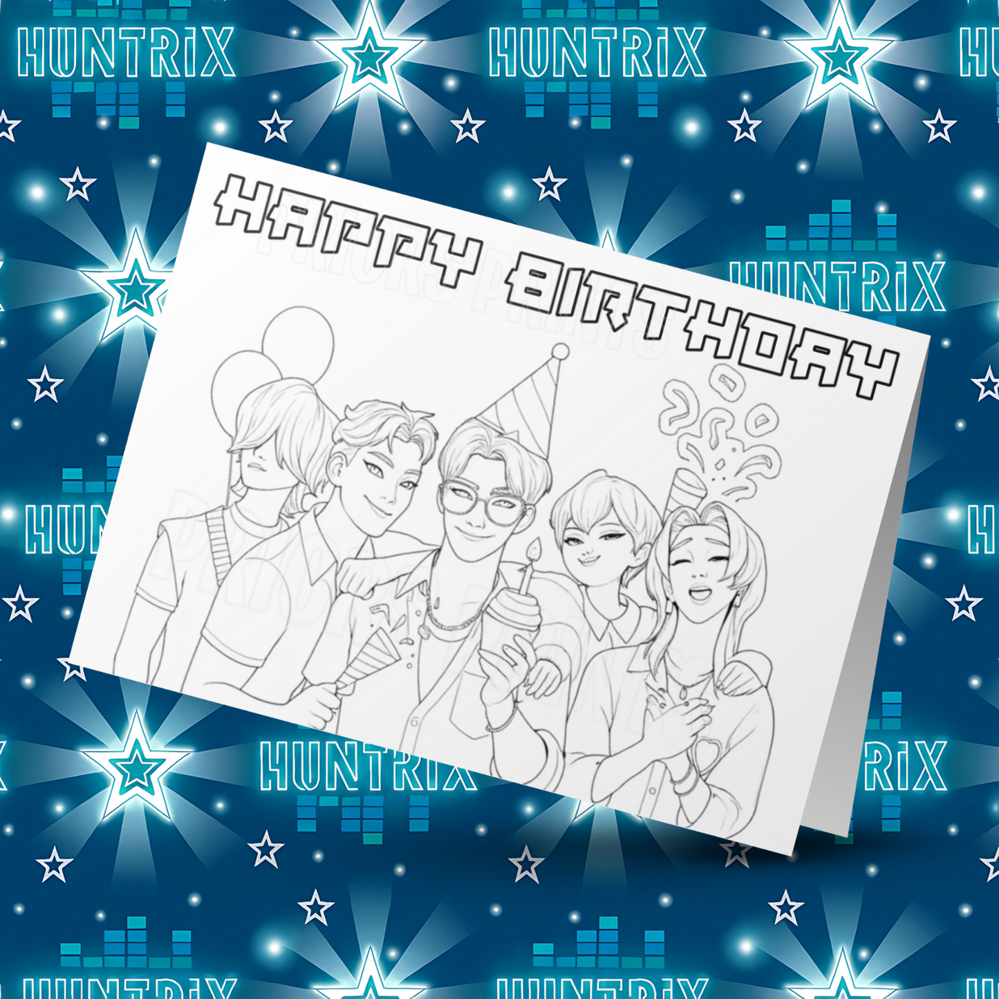 K-Pop Demon Hunters Colour Your Own Birthday Card