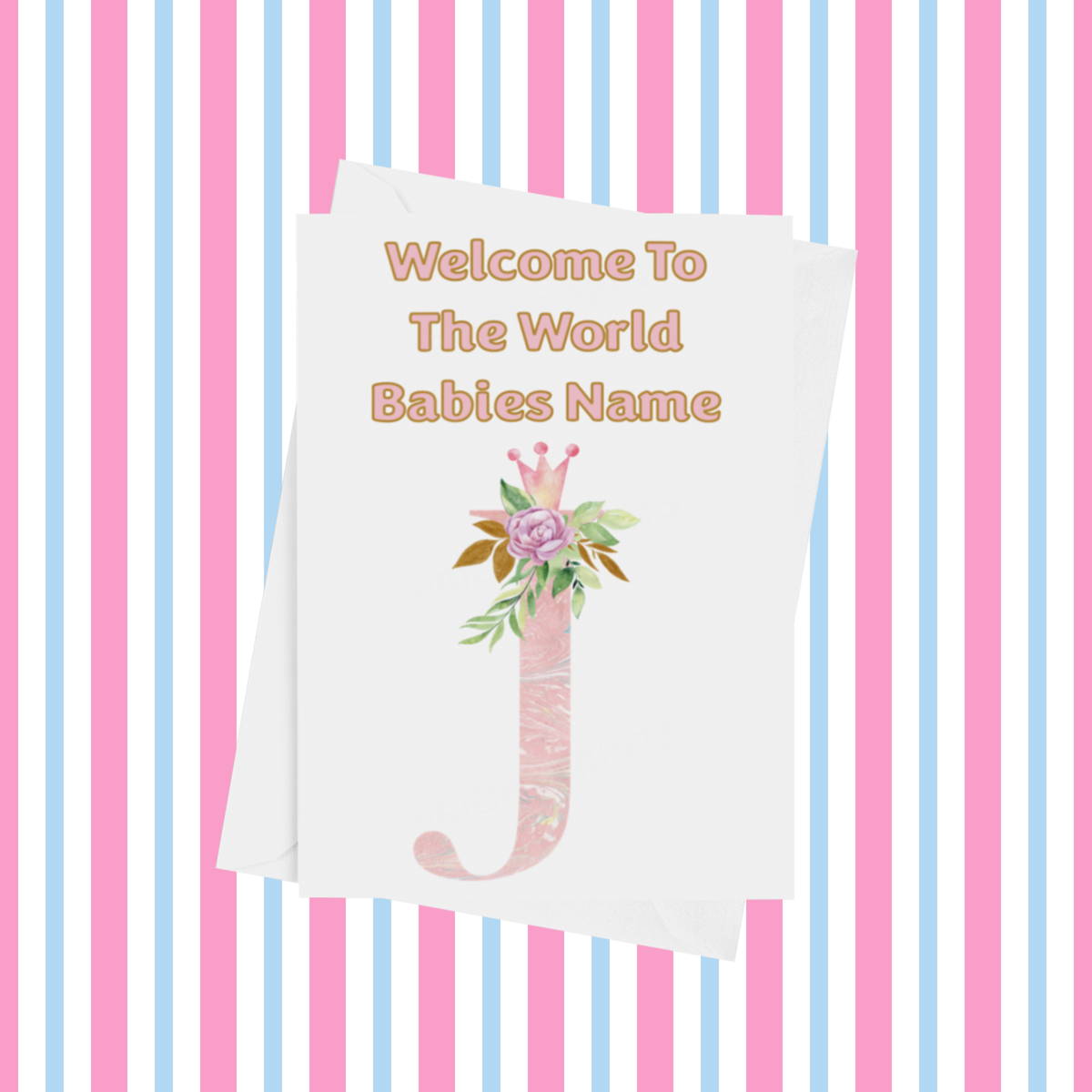 Welcome To The World Pink Crown Personalised Card for New Baby