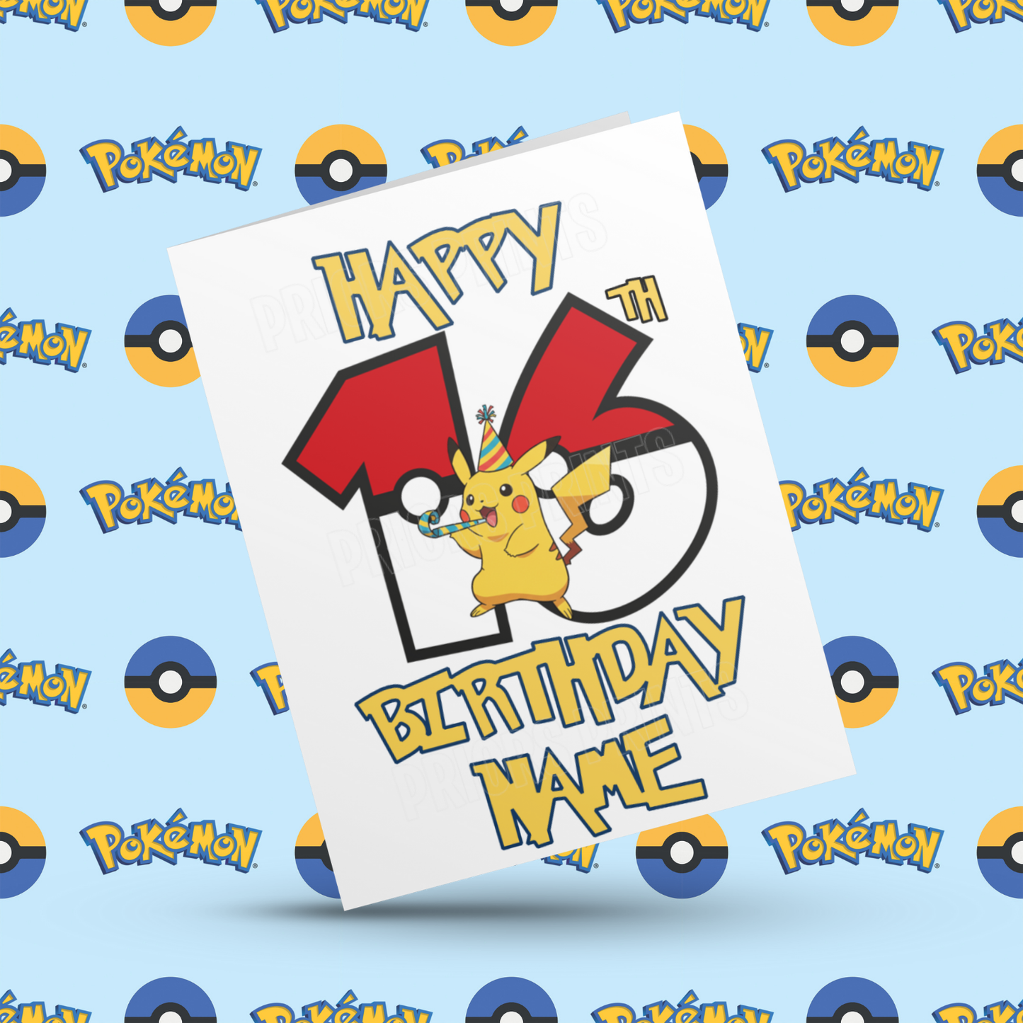 Personalised Pokemon Birthday Card with Age 1-20 Years (Pikachu)