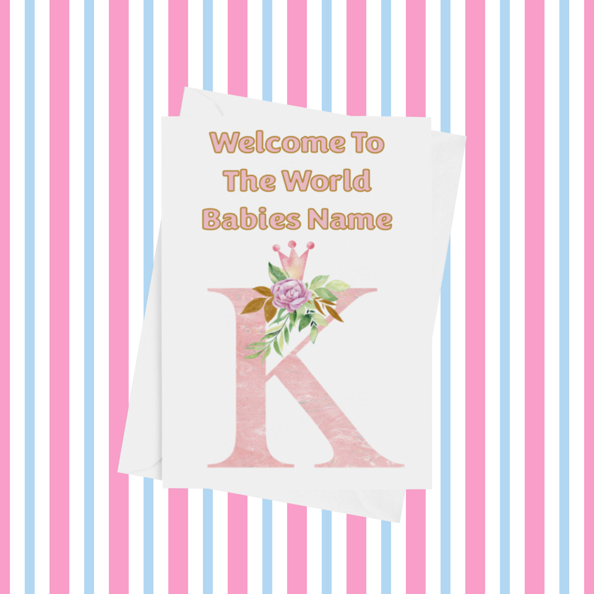 Welcome To The World Pink Crown Personalised Card for New Baby