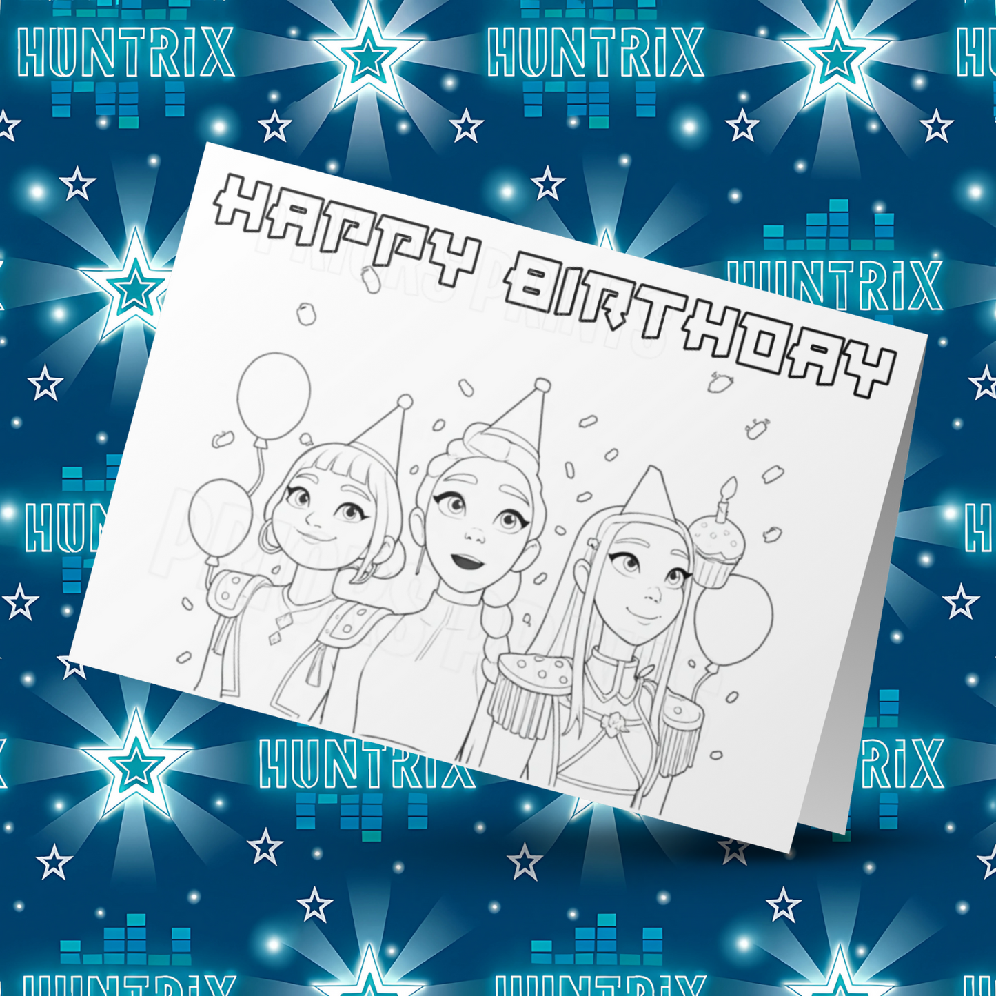 K-Pop Demon Hunters Colour Your Own Birthday Card