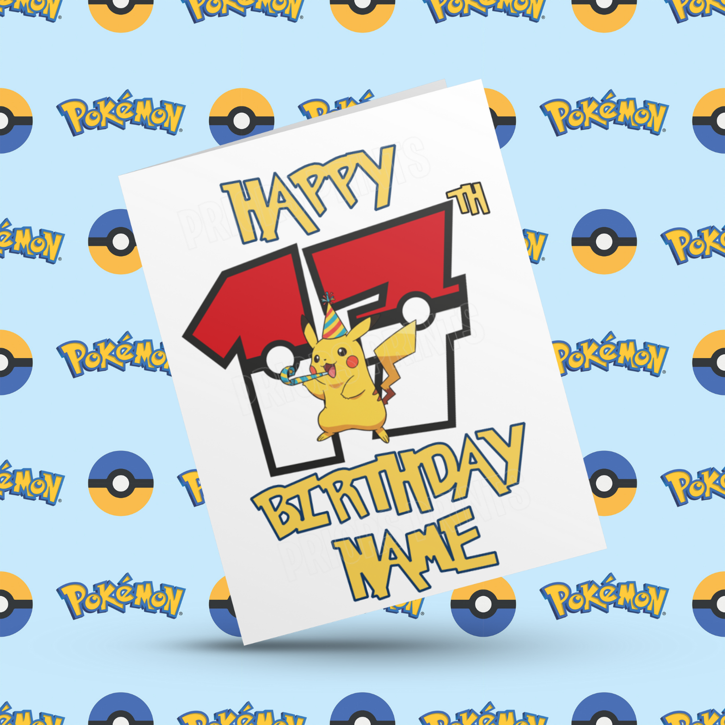 Personalised Pokemon Birthday Card with Age 1-20 Years (Pikachu)