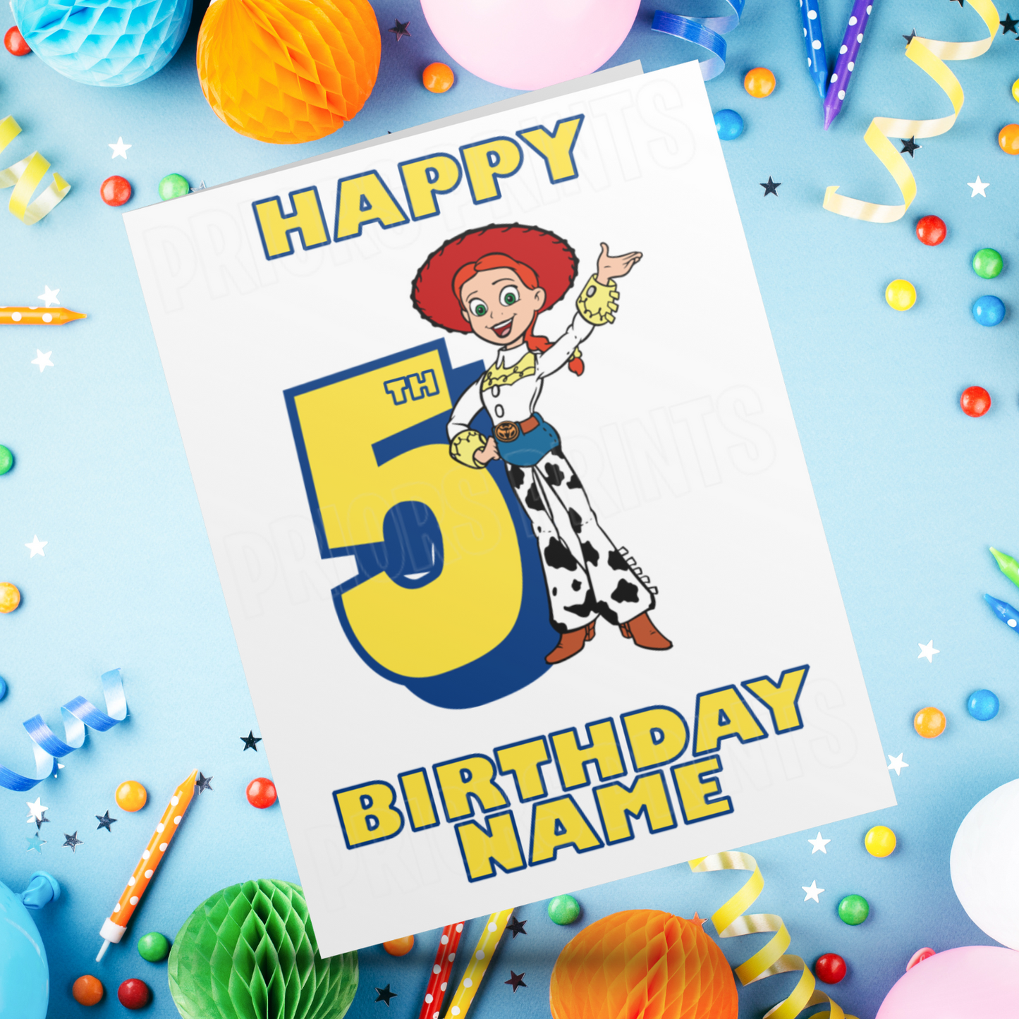Personalised Jessie Birthday Card with Age 1-9 Years (Toy Story)