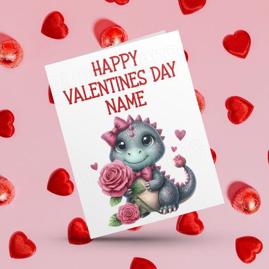 Cute Dinosaur Personalised Valentines Day Cards