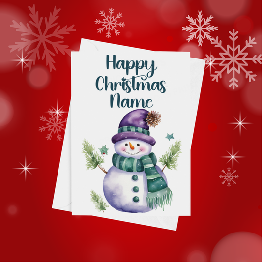 Cute Teal & Purple Personalised Christmas Card