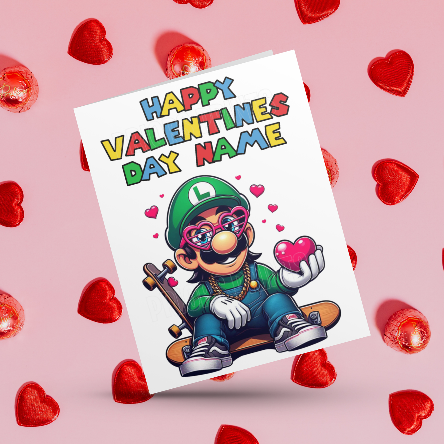 Personalised Super Mario Valentines Day Card I Luigi