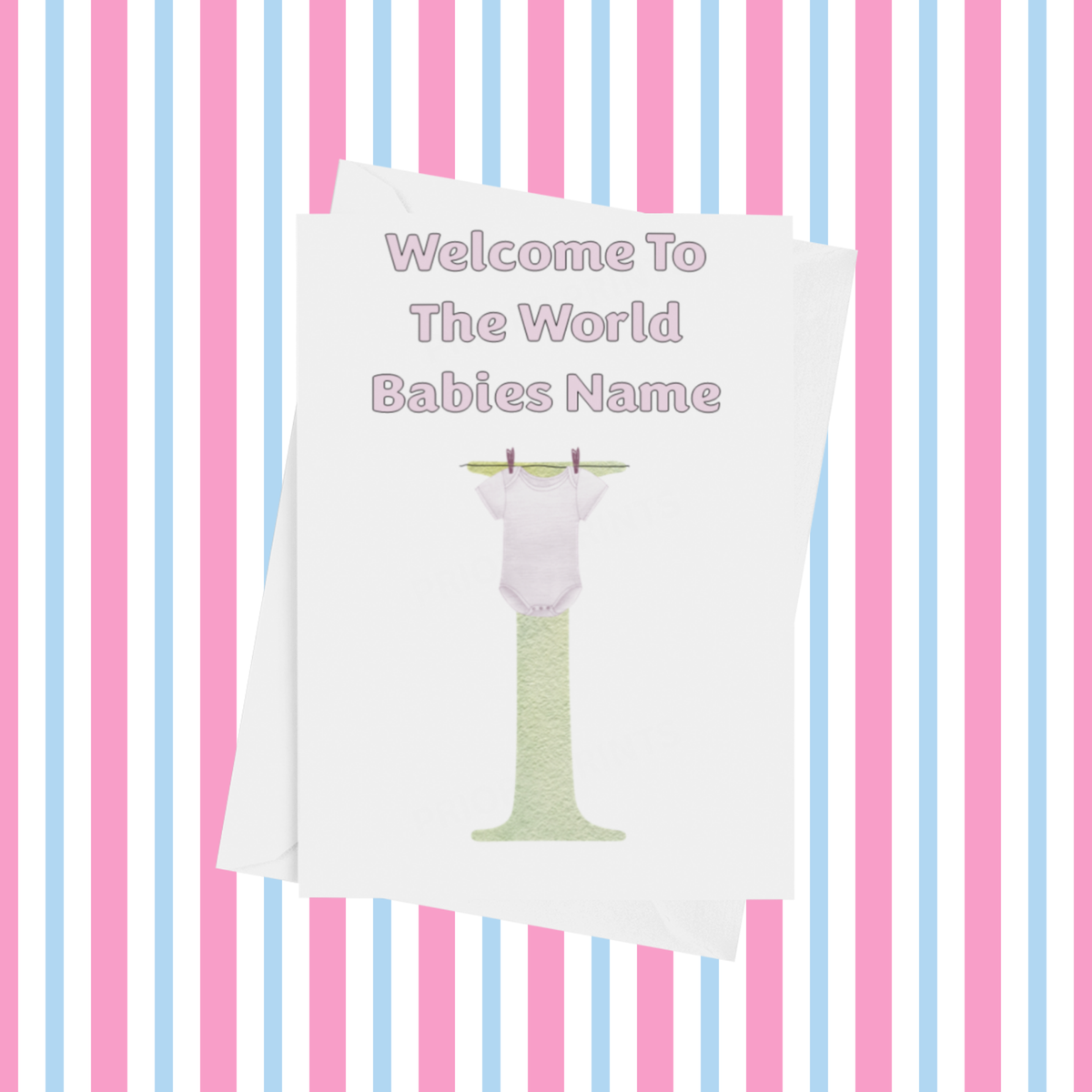 Welcome To The World Personalised Card for New Baby in Pink
