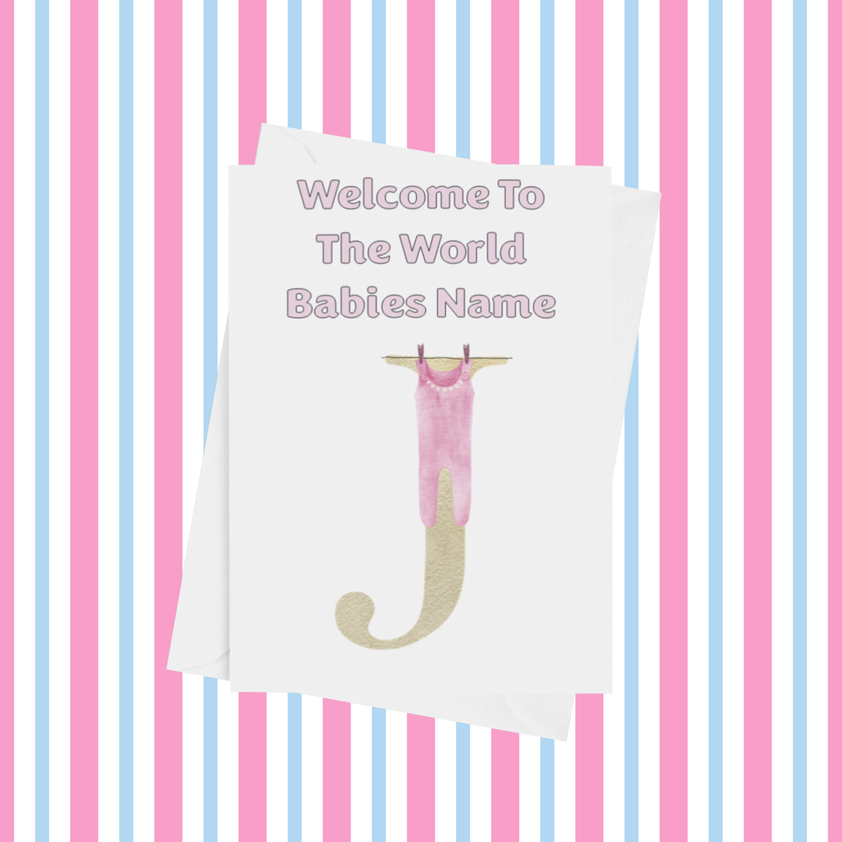 Welcome To The World Personalised Card for New Baby in Pink