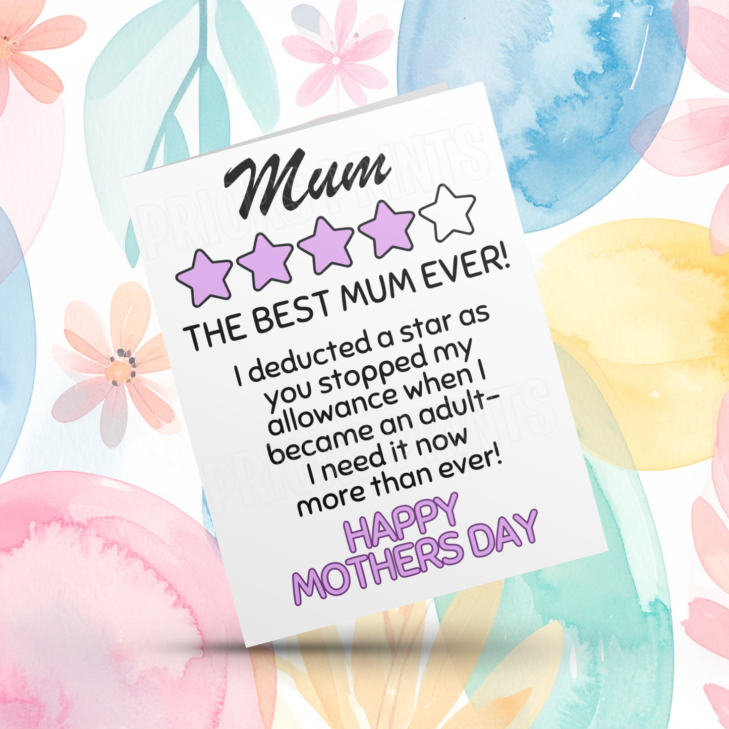 Funny 5 Star Funny Mothers Day Card for Mum