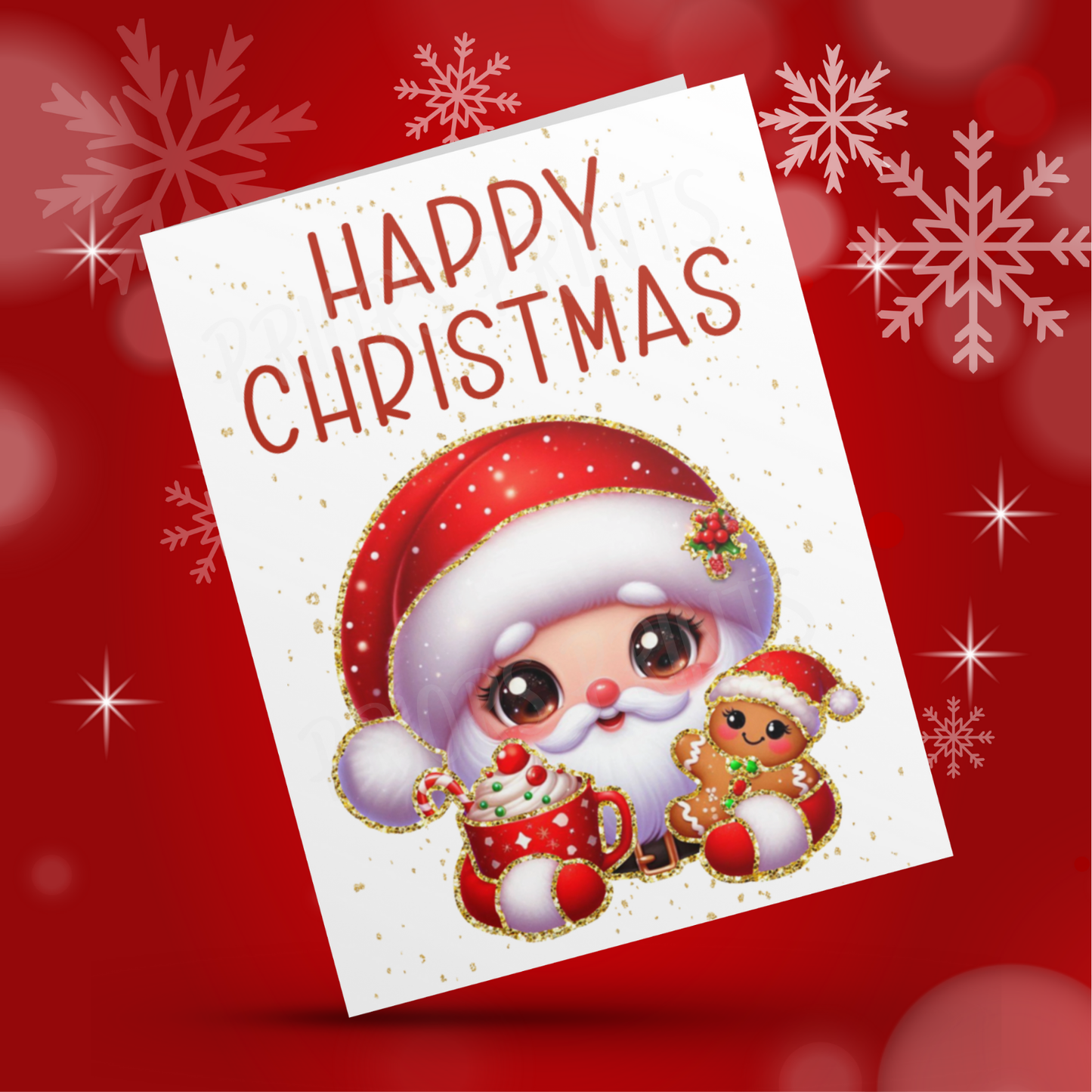 Characters with Gold Outline Christmas Cards
