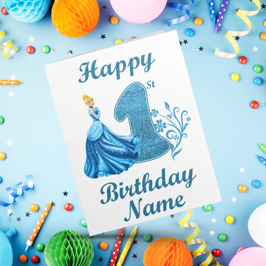 Personalised Cinderella Birthday Card with age 1-9 I Disney I Princess