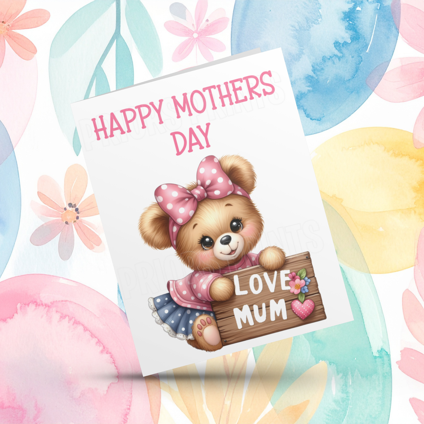 Cute Teddy Happy Mothers Day Card