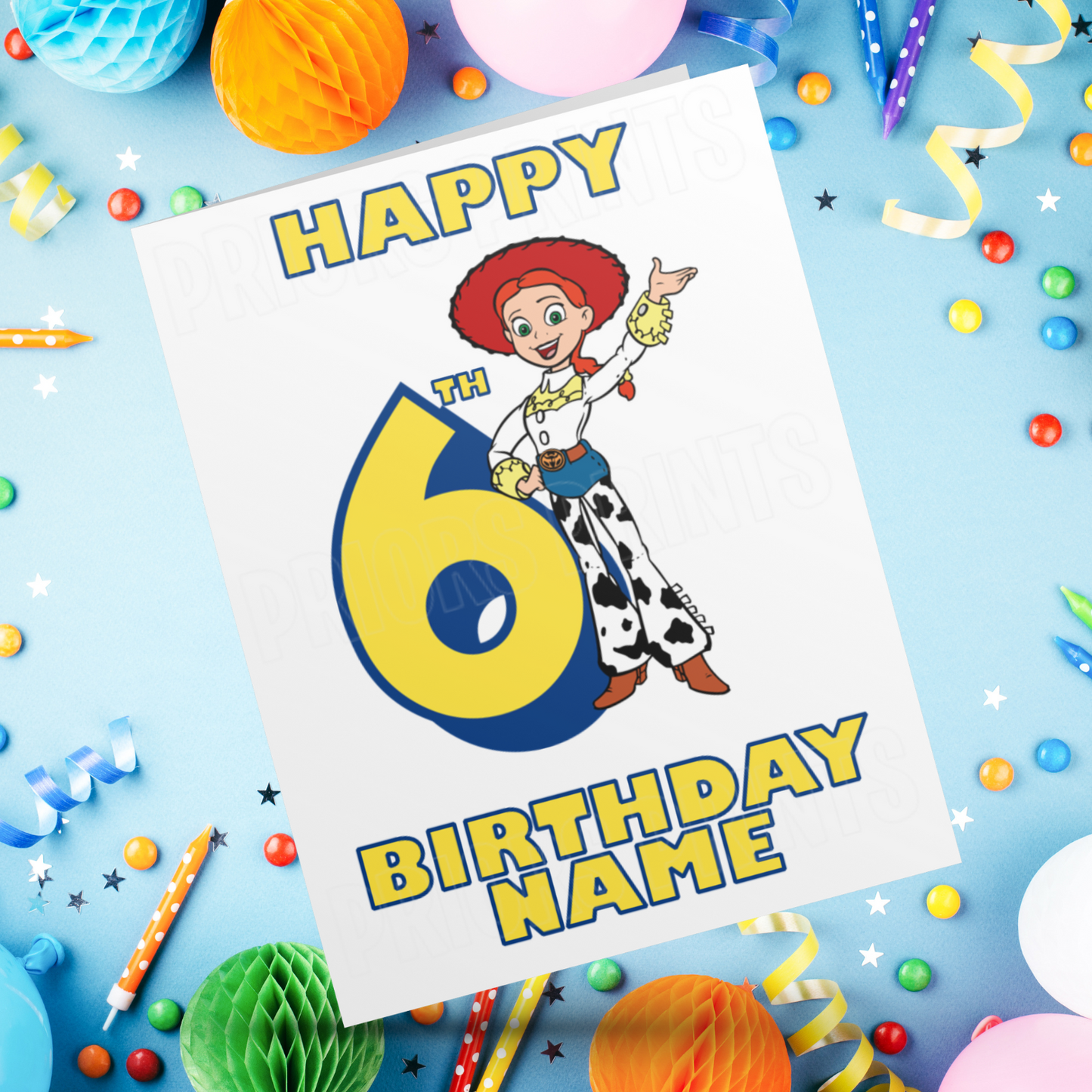 Personalised Jessie Birthday Card with Age 1-9 Years (Toy Story)