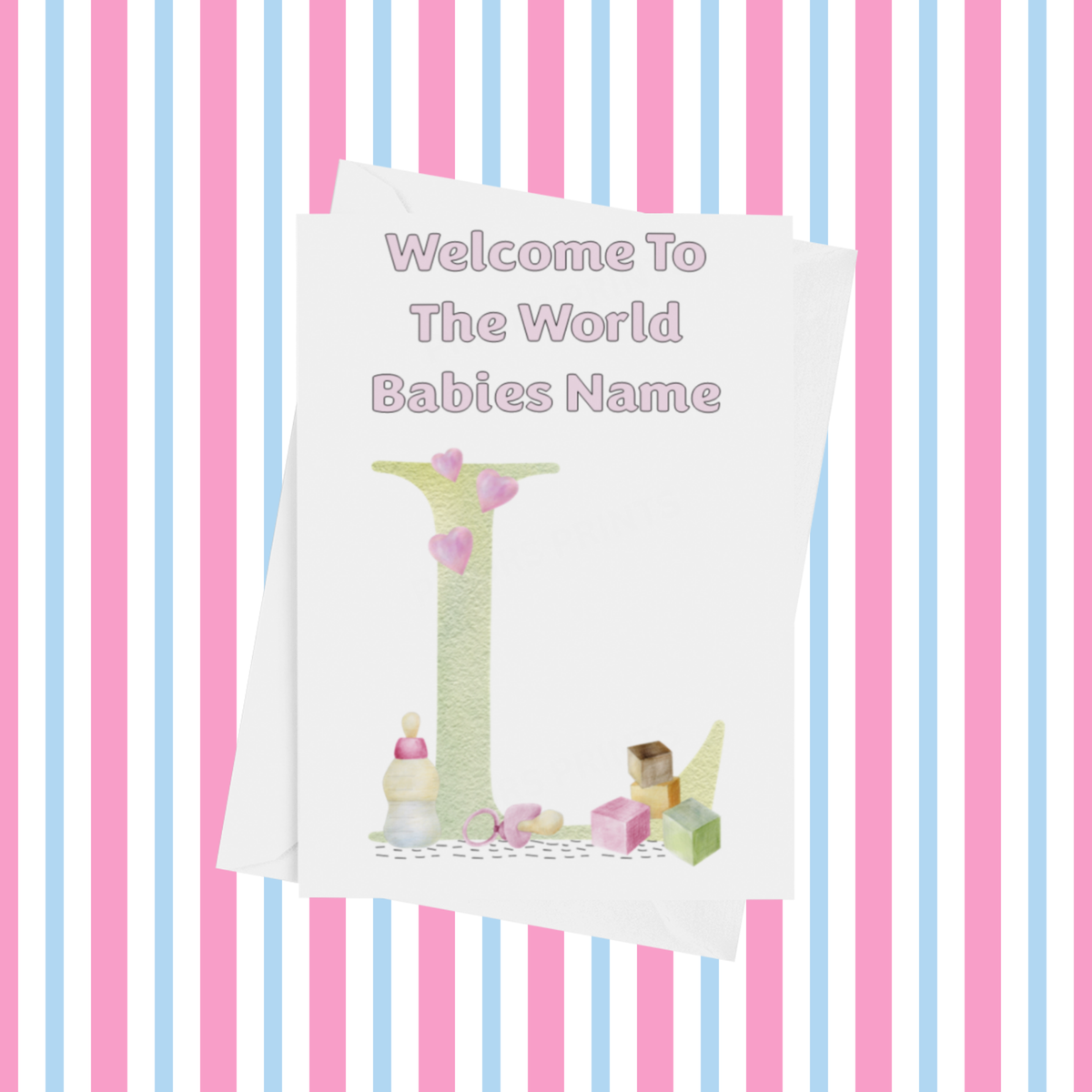 Welcome To The World Personalised Card for New Baby in Pink
