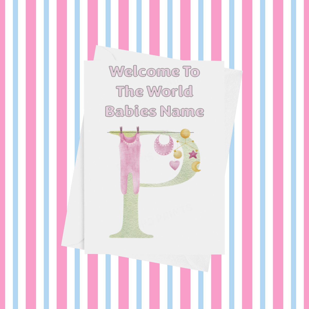 Welcome To The World Personalised Card for New Baby in Pink