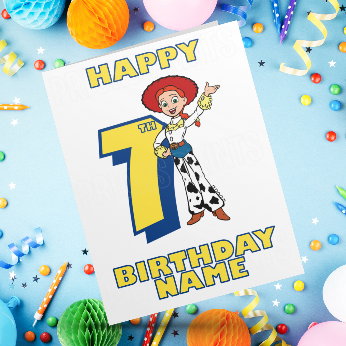 Personalised Jessie Birthday Card with Age 1-9 Years (Toy Story)