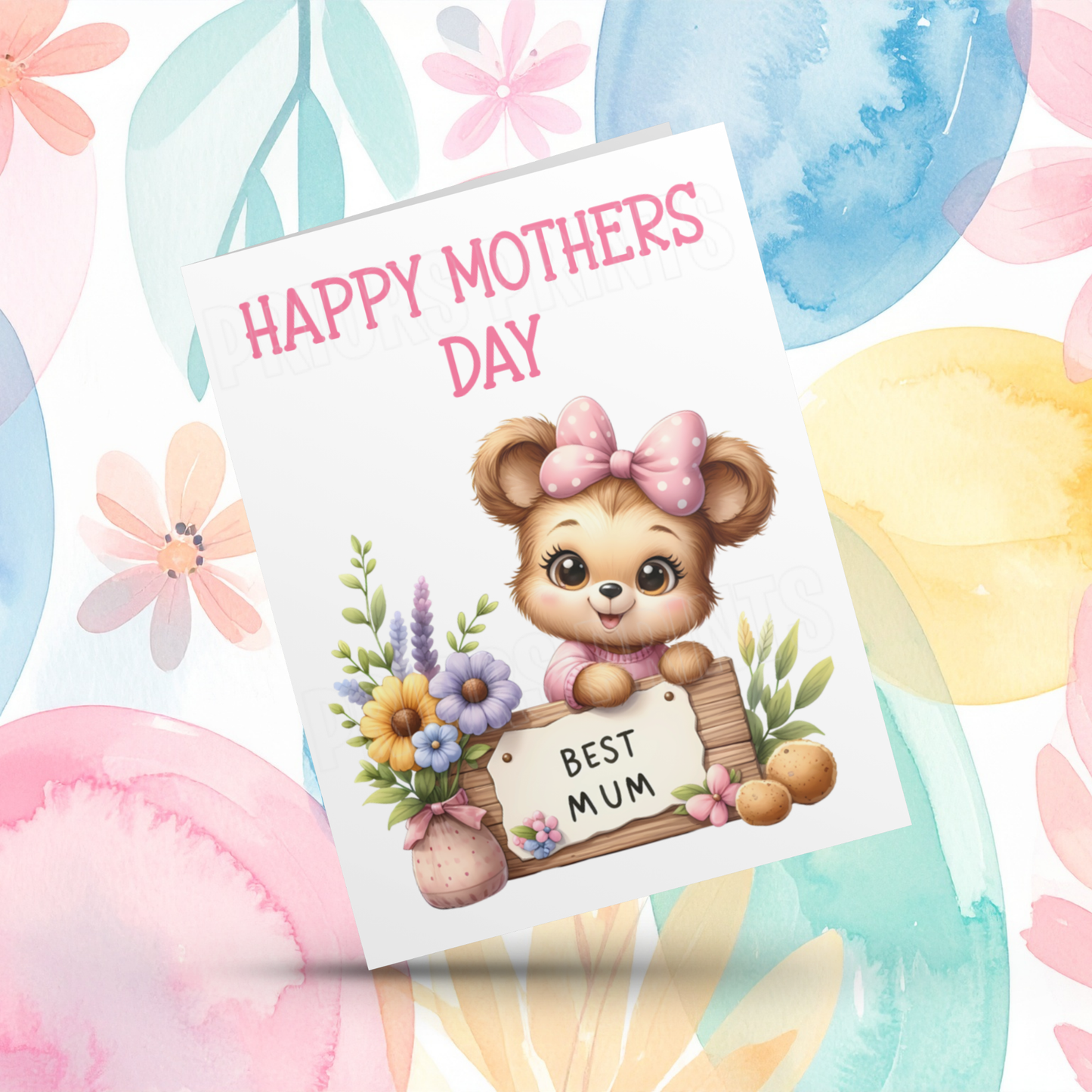 Cute Teddy Happy Mothers Day Card