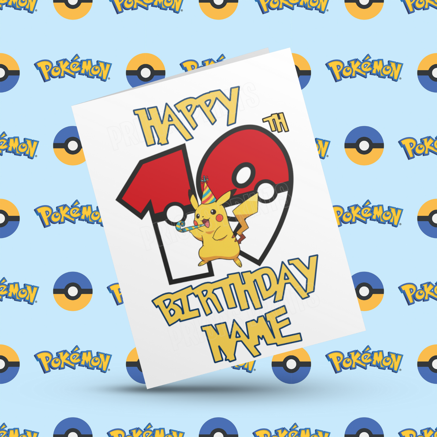 Personalised Pokemon Birthday Card with Age 1-20 Years (Pikachu)