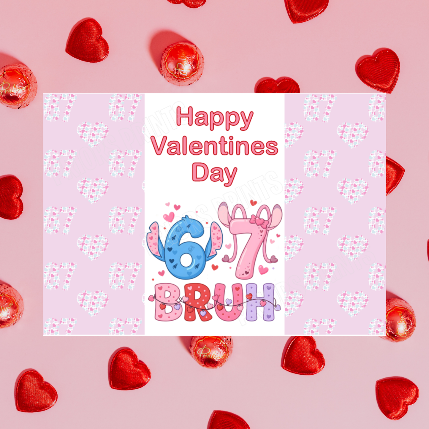 Six Seven Character Valentines Day Chocolate Bar Wrapper I Stitch I Angel I Mickey I Minnie I Spiderman I Elsa I Aladdin I Daisy I Beauty & The Beast I 67 I Sixseven