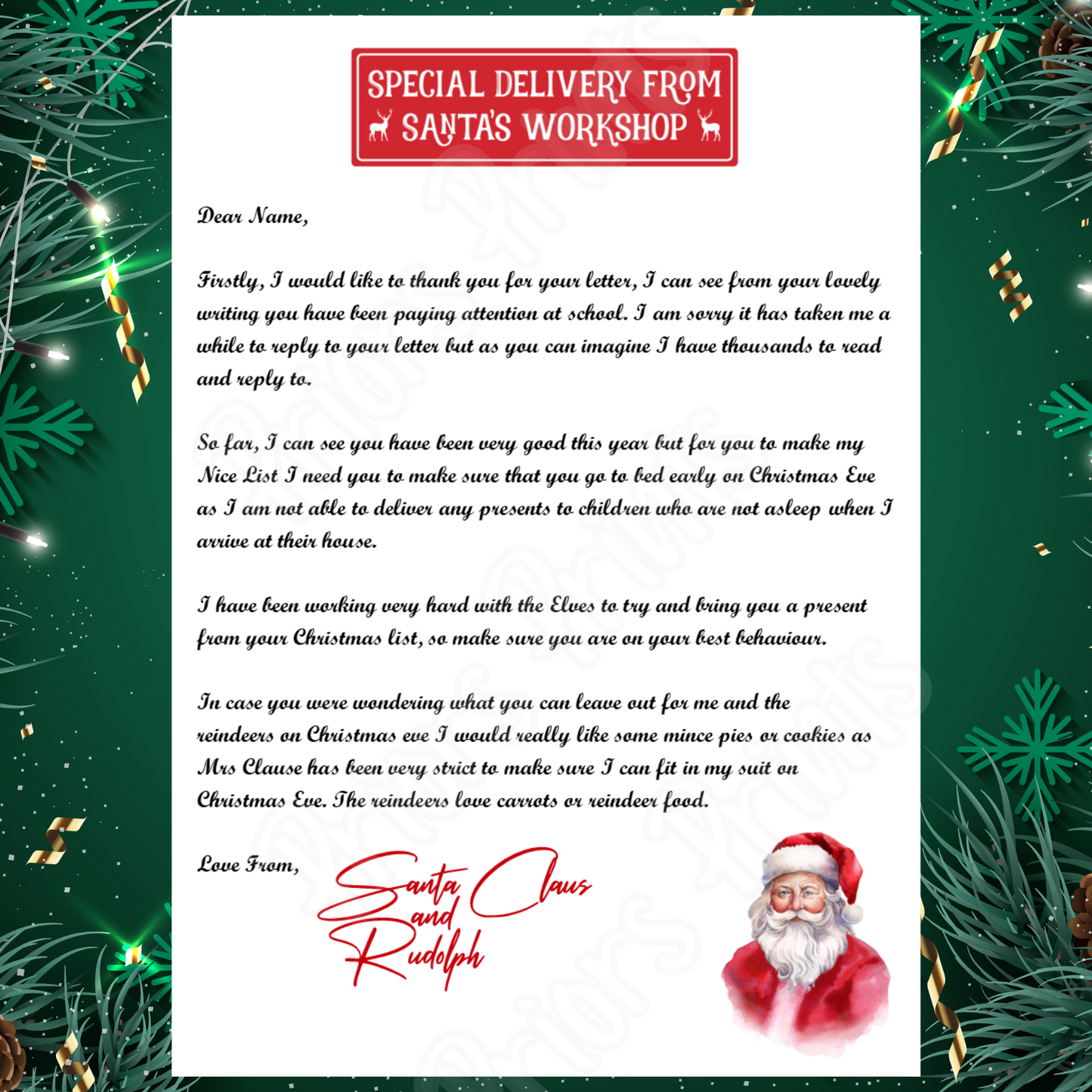 Personalised Santa Letter 3 Different Designs to choose from