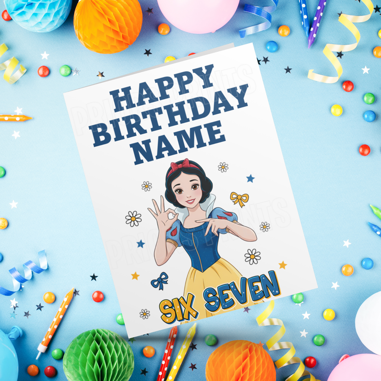Princess Six Seven Personalised Birthday Card I Disney