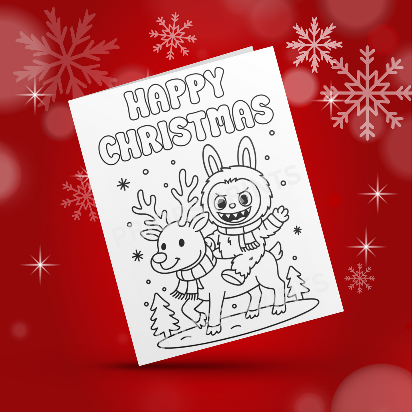 Colour Your Own Labubu Christmas Card