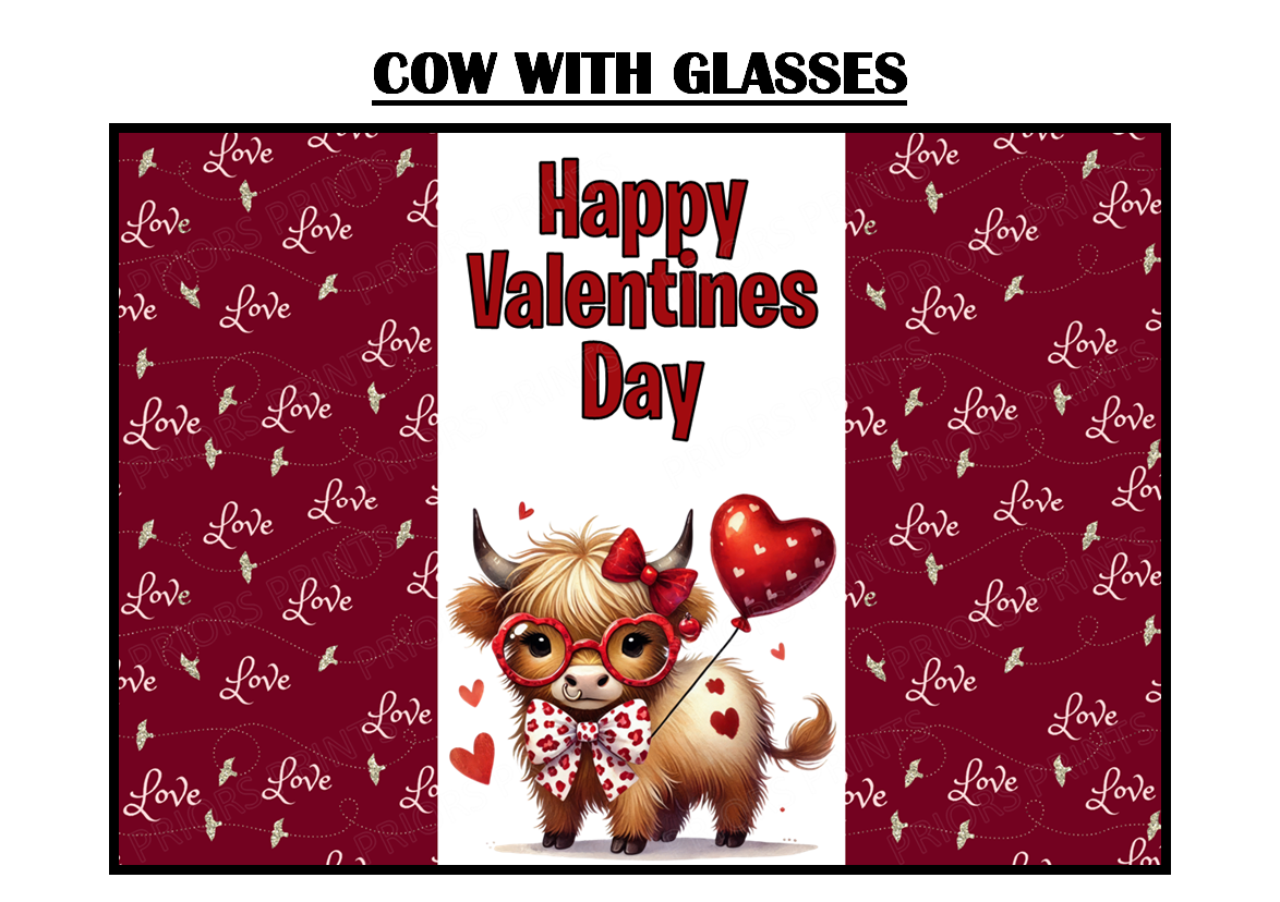 Cute Valentines Animals Chocolate Bar Wrappers